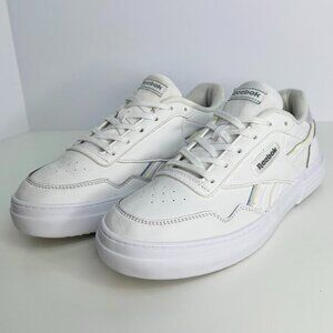 Women's 10 Reebok Classic Club MEMT Bold White Iridescent‎ Sneakers Shoe G58127